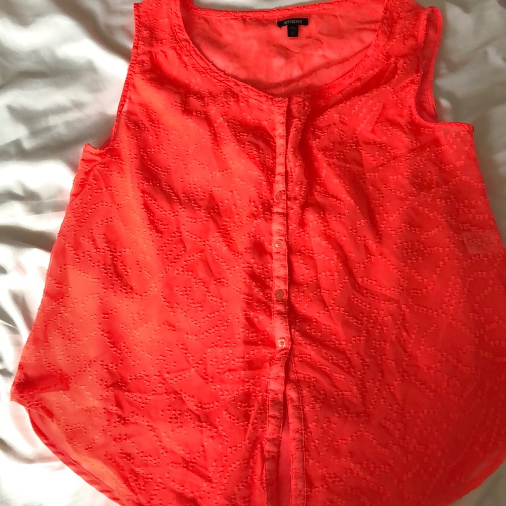 See through neon pink shirt